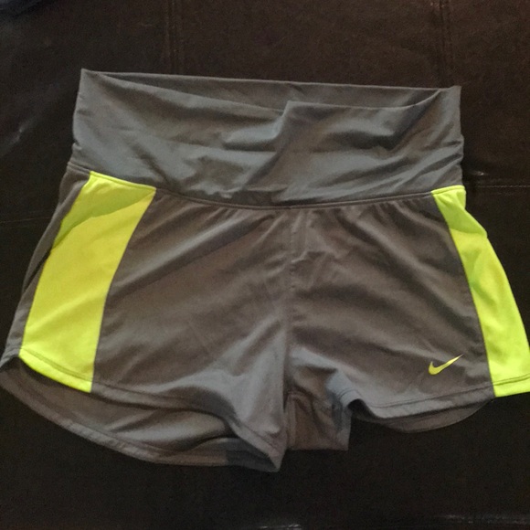 Grey and neon green Nike shorts